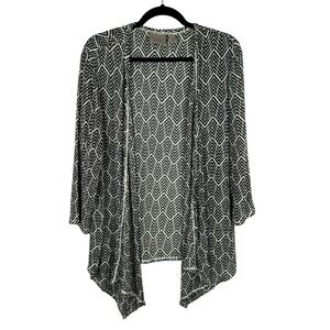 Easywear by Chico's Slinky Chevron Open Front Cardigan XL Black White